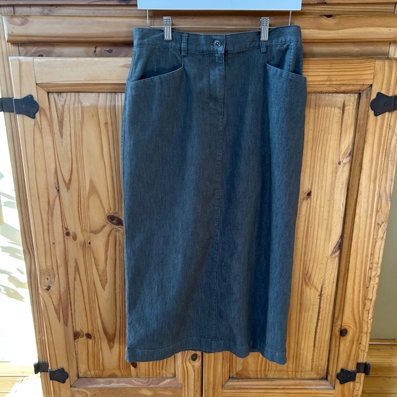 Christopher & Banks Skirt Pencil Stretch Midi Gray/Olive Green Women's Size 6 - Picture 1 of 6